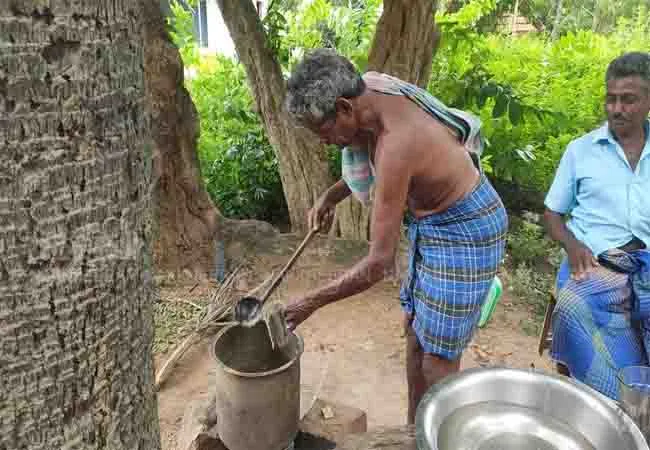 An old man who sells potion to customers in a market where not even a shop comes